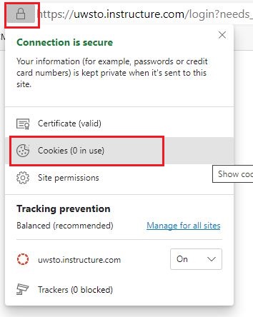 example of lock icon and cookie placement