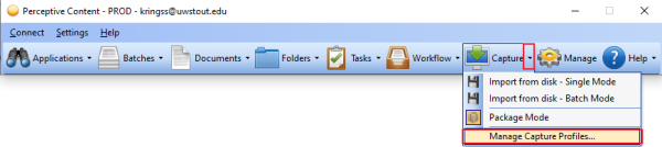 This is the Perceptive Content toolbar.