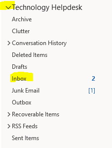 Example of the drop-down menu and inbox
