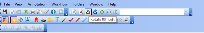 Screenshot of ImageNow interface showing the Rotate 90 right button