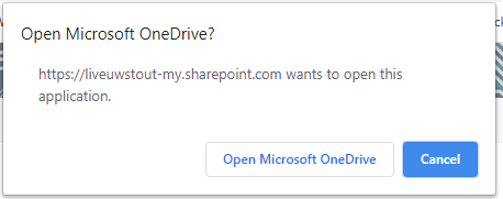 Example of Open Micorosft OneDrive prompt