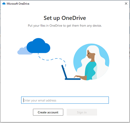 Example of prompt asking to re-set up OneDrive