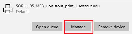 Example of the manage option.