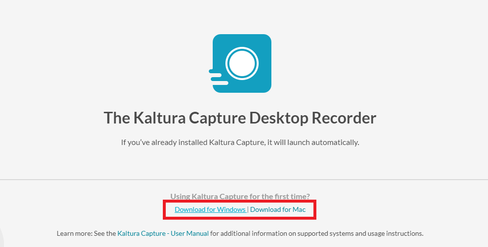 Kalture Capture Download Window