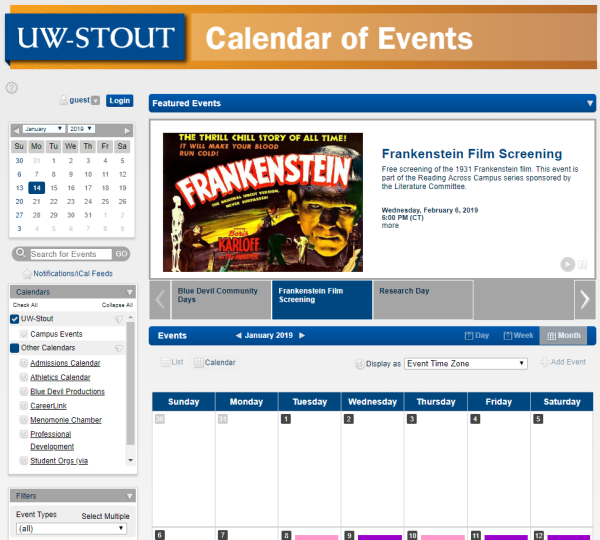 University Calendar Stoutcloud Viewing And Adding Events
