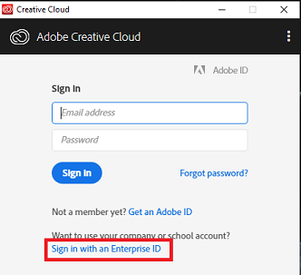 Select the "Sign In with an Enterprisde ID" option