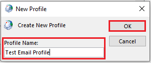 Example of naming the new profile