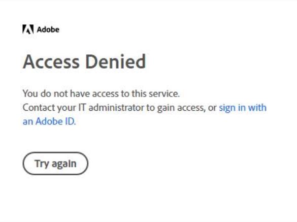Adobe Access Denied Message