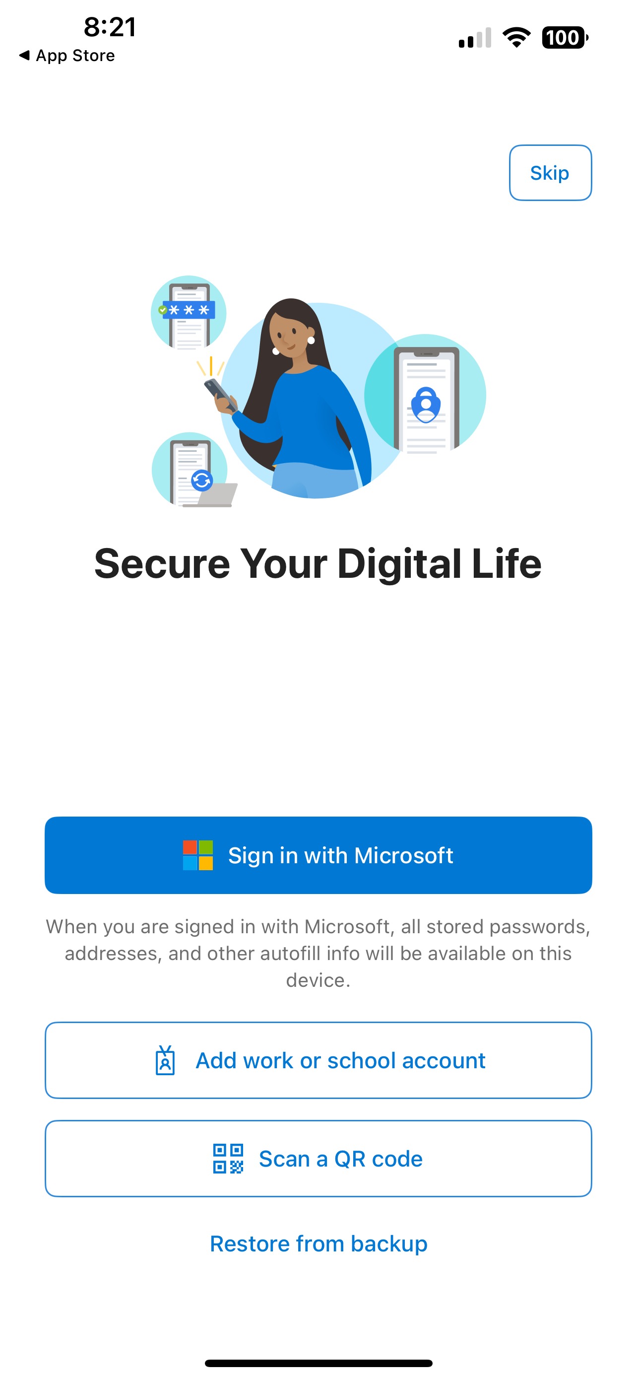 Add work or school account option