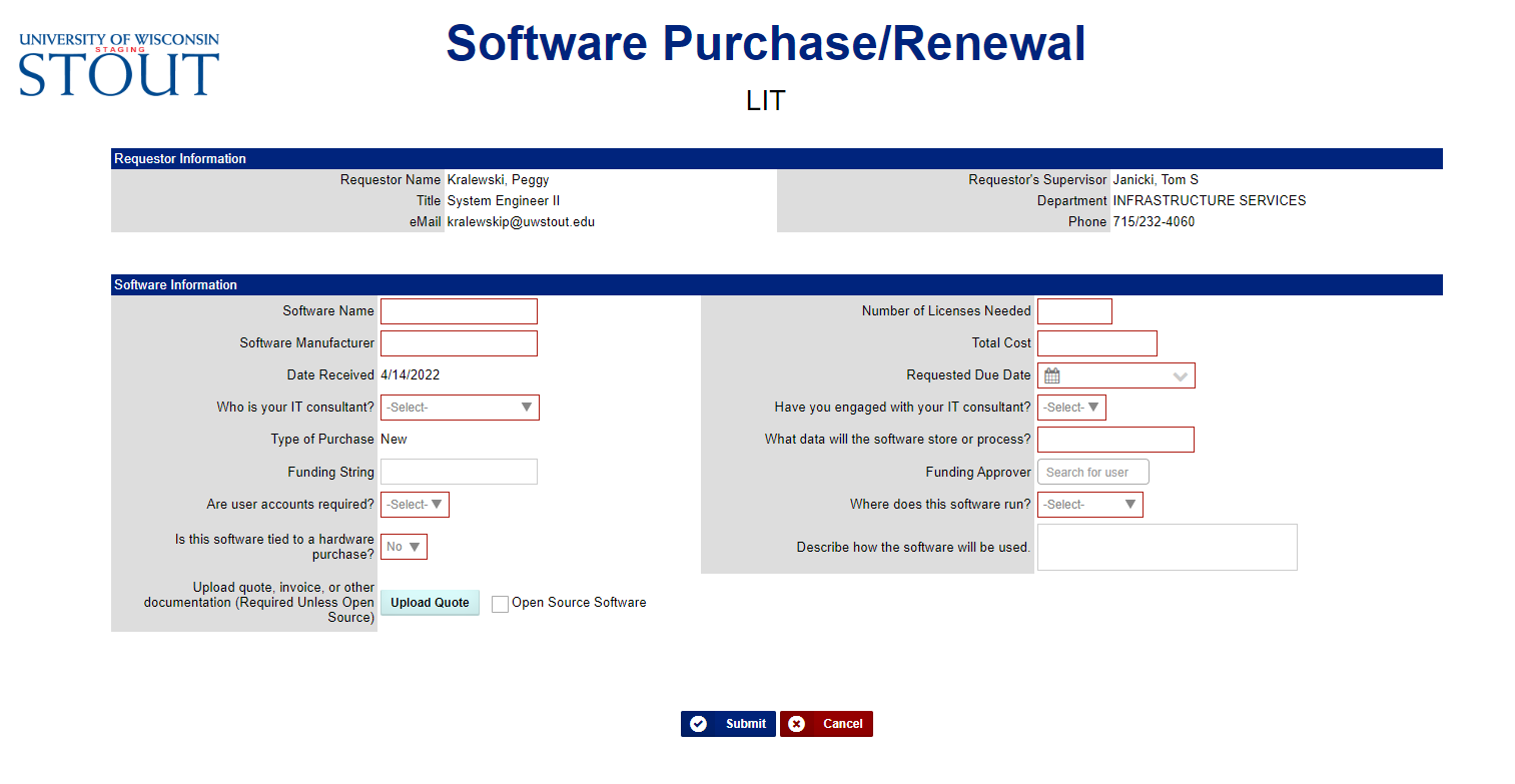 Picture of Software Request Form